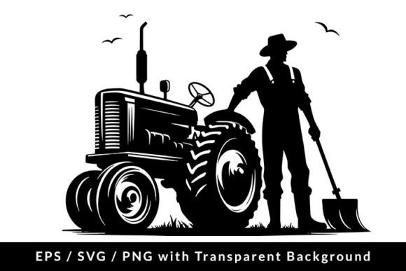 Download Farmer with a Tractor Silhouette SVG EPS - Tractor silhouette svg Collection